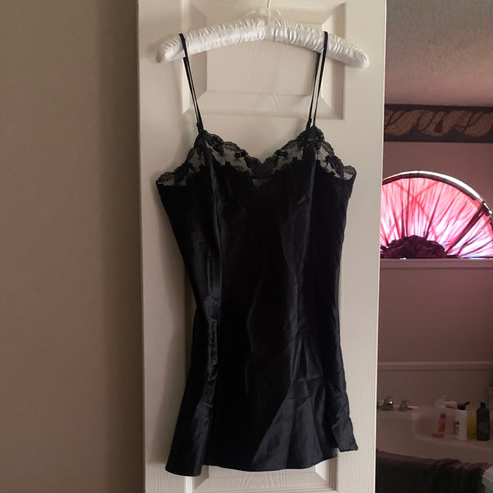 Victoria's Secret Black Lace Trim Chemise